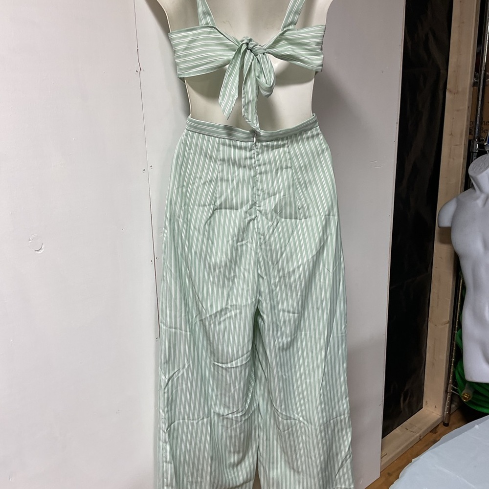 SHEIN Mint Striped Wide Leg Jumpsuit - Picture 4 of 11